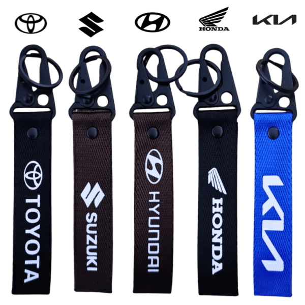 Different Car Logo Wrist Keychain Strap with Metal Ring