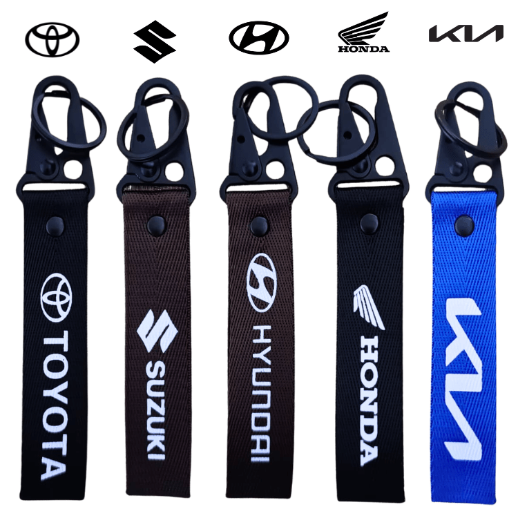 Different Car Logo Wrist Keychain Strap with Metal Ring