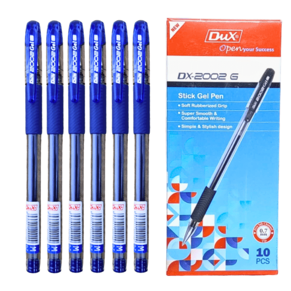 Dux DX-2002 G Stick gel pens 0.7mm blue ink pack of 10 smooth writing pens