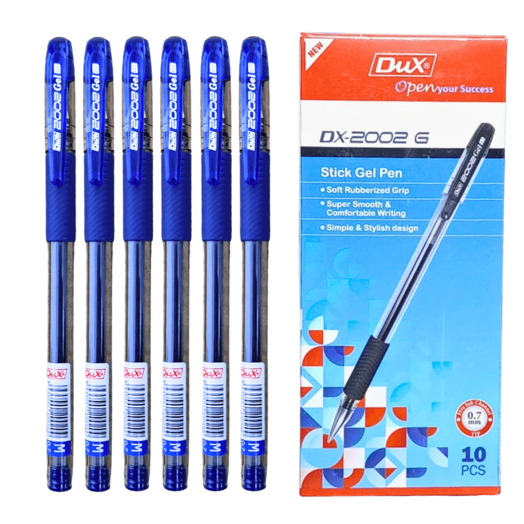 Dux DX-2002 G Stick gel pens 0.7mm blue ink pack of 10 smooth writing pens