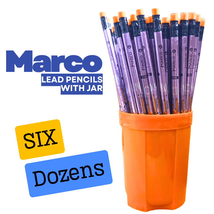 Premium Marco lead pencils with eraser pack of 72 pencils in a jar for school and office