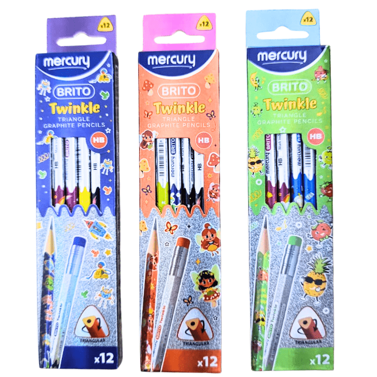 Mercury Brito Twinkle Triangle Graphite Lead Pencils Pack of 3
