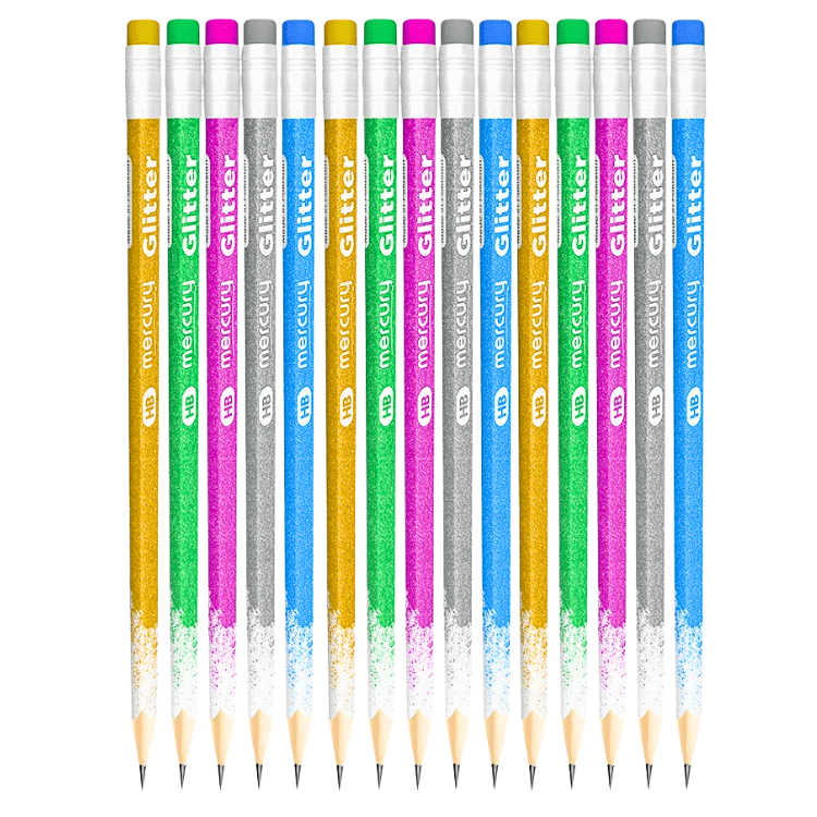 Mercury Glitter Triangle Lead Pencil Box of 12 smooth writing and drawing pencils