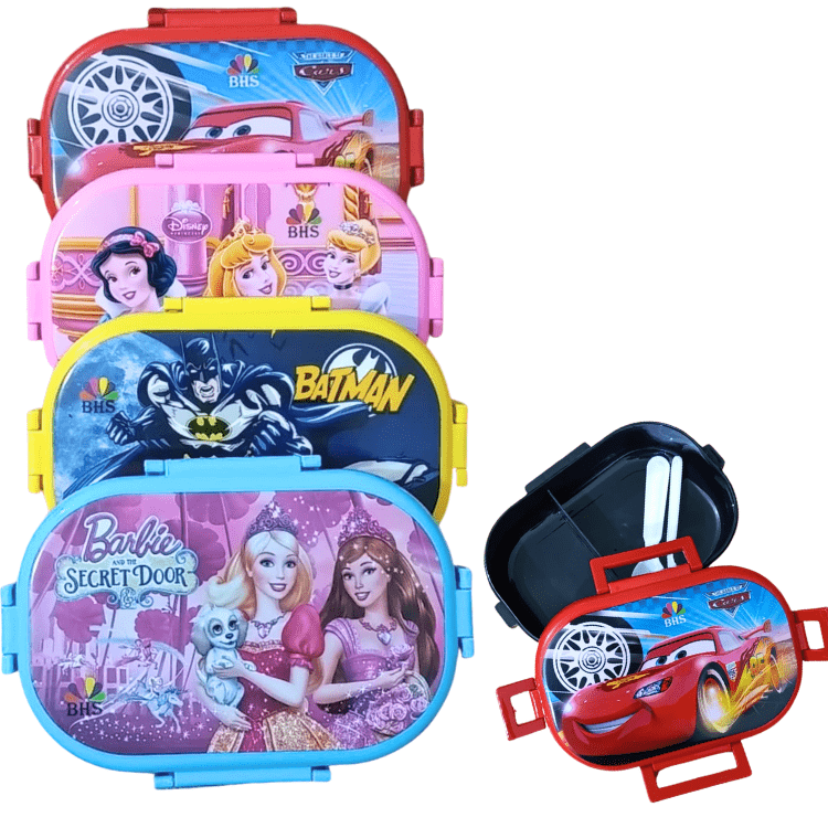 Cartoon Lunch Box Kids Leakproof Tiffin Spoon Fork
