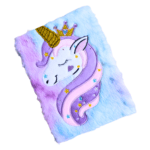 Cute Cartoon Fluppy Diary with Soft Plush Feather for Girls