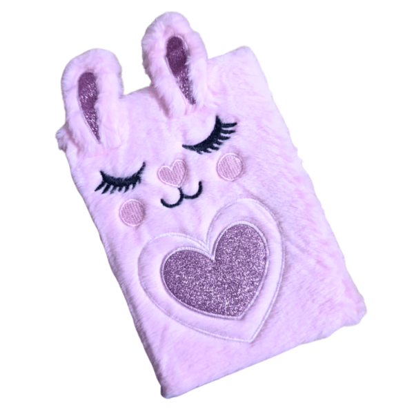 Cute Cartoon Fluppy Diary with Soft Plush Feather for Girls