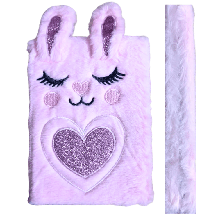 Cute Cartoon Fluppy Diary with Soft Plush Feather for Girls