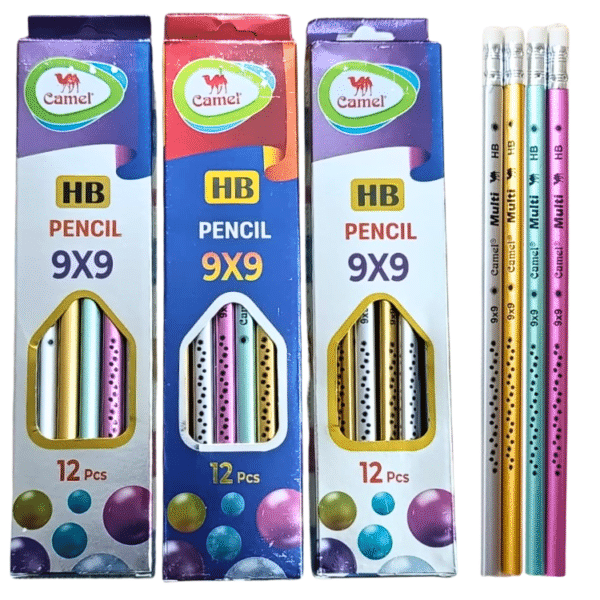 Camel 9x9 HB Lead Pencils Pack of 3 with Eraser