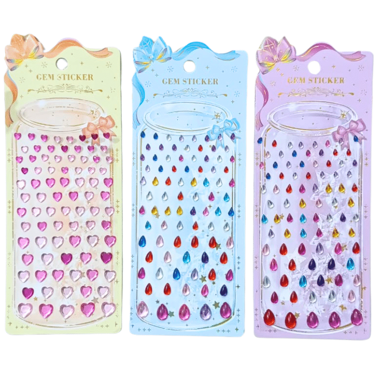 Crystal Gem Stickers Beads Pack of 3 for Kids