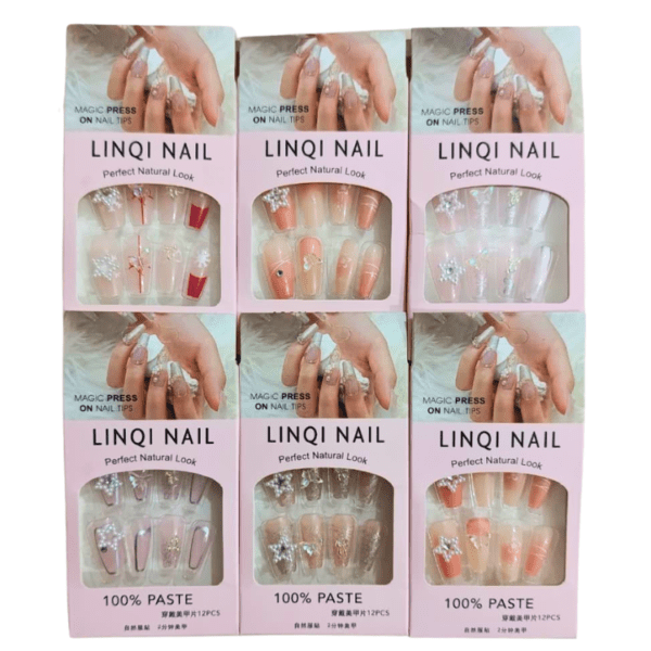 Premium Press-On Nails for Girls 12 Pcs with Stickers