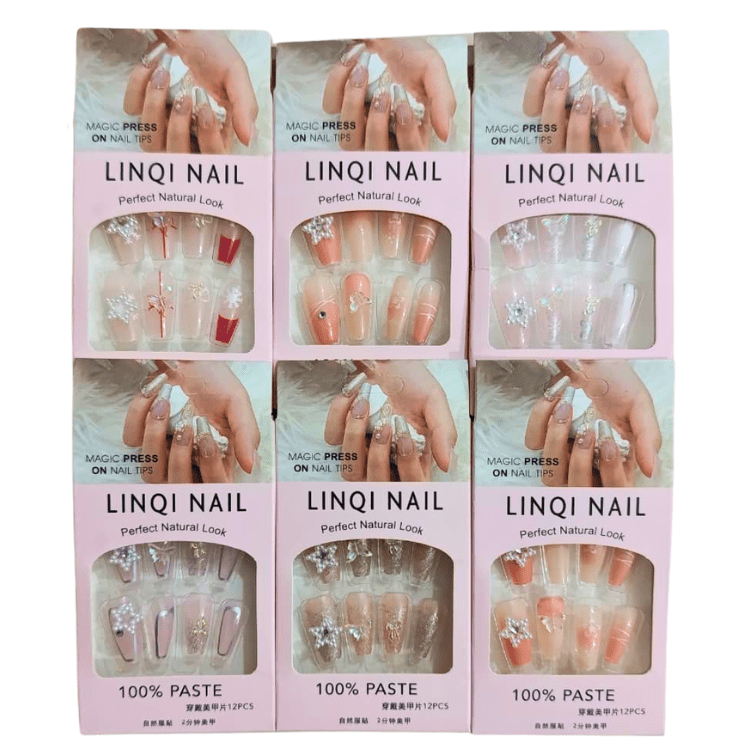 Premium Press-On Nails for Girls 12 Pcs with Stickers