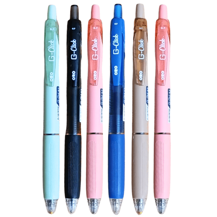 ORO G-Click Gel Pen Smooth Writing Ballpoints Set of 6