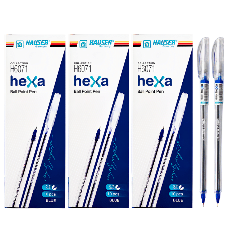 Hauser Hexa Ballpoints Pack of 3 – Blue Pens