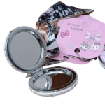 Compact Cosmetic Mirror Keychain – Floral Print | 1 Pc