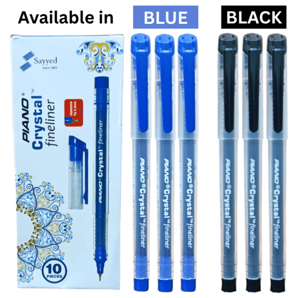 Piano Crystal Fineliner Pointers – Premium Black & Blue Pens